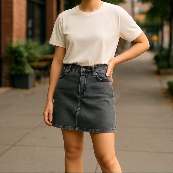 🔸BUNDLE ONLY🔸|EUC| MADEWELL Rigid Denim A-Line Fair Trade Skirt - Picture 1 of 10